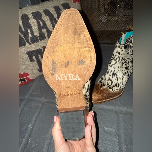 Myra Bag Spotted Cowhide and Tooled Leather Ankle Boots - Picture 4 of 6